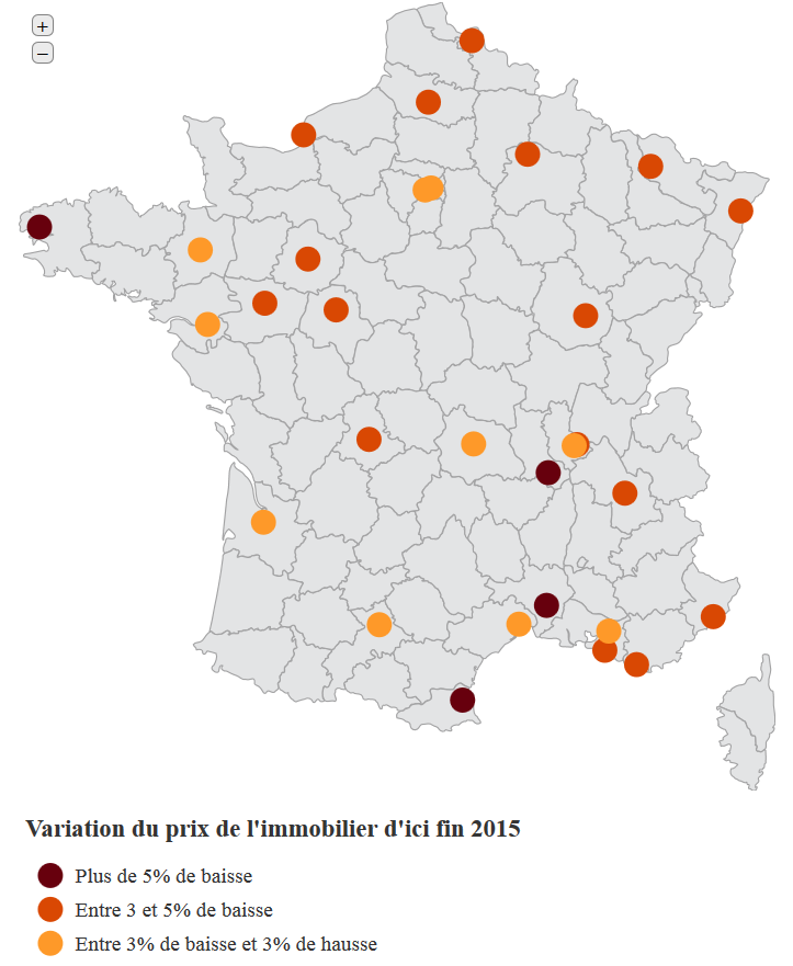 L'évolution du prix de l'immobilier dans les 30 plus grandes villes de France d'ici fin 2015