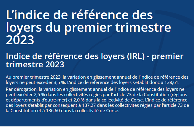 indice de référence des loyer - 1er timestre 2023 - Le Guilvinec