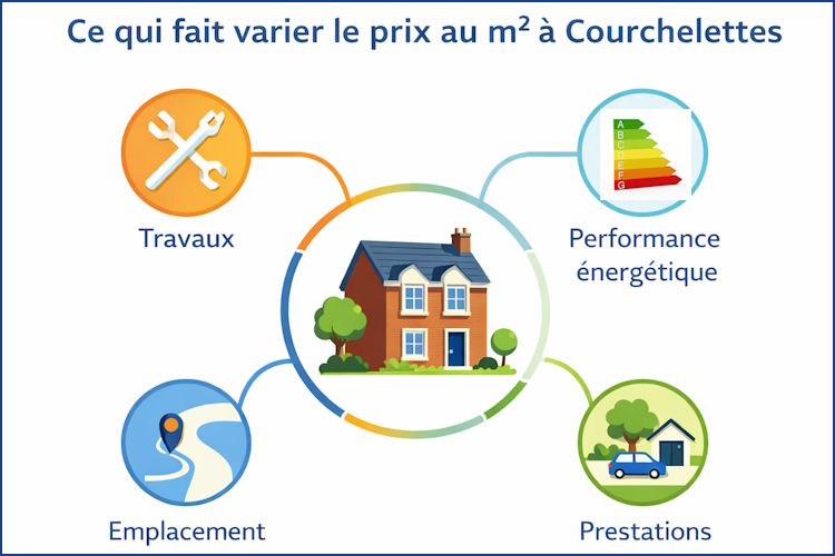 Immo Courchelettes prix mètre carré