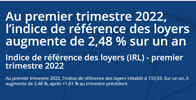 l'indice du 1er trimestre 2022 -IRL-