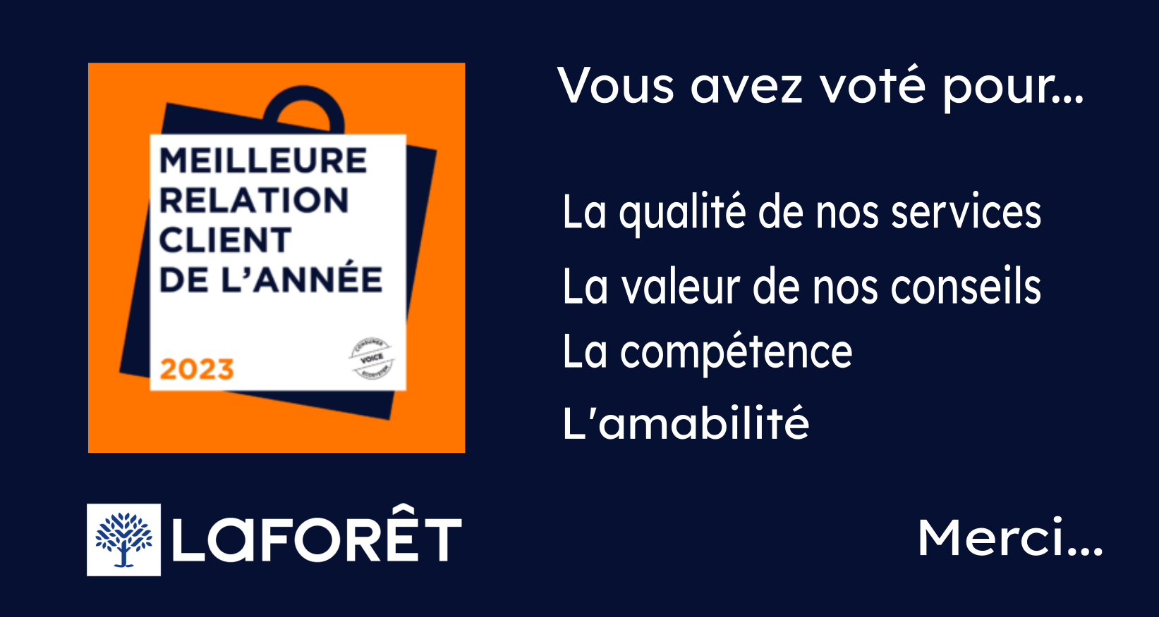 meilleure relation client 2023 - laforêt guilvinec